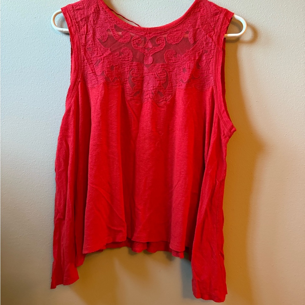 Free People Red Asymmetrical Tank Top